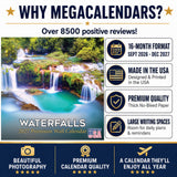 Waterfalls Wall Calendar 2027 - 12" x 12" Monthly Breathtaking Scenic Cascades & Nature Landscape Calendar