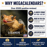 Lizards Wall Calendar 2027 - 12" x 12" Monthly Exotic Reptiles & Colorful Scaled Terrarium Nature Calendar
