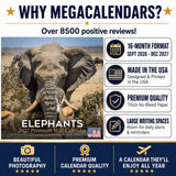 Elephants Wall Calendar 2027 - 12" x 12" Monthly Majestic African Elephants & Wild Herd Nature Calendar