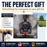 Steam Trains Wall Calendar 2027 - 12" x 12" Monthly Locomotive History Calendar
