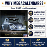 Vintage Bug Wall Calendar 2027 - 12" x 12" Monthly Classic Car Calendar