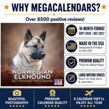 Norwegian Elkhound Wall Calendar 2027 - 12" x 12" Monthly Bold Silver-Grey & Viking Heritage Hound Calendar