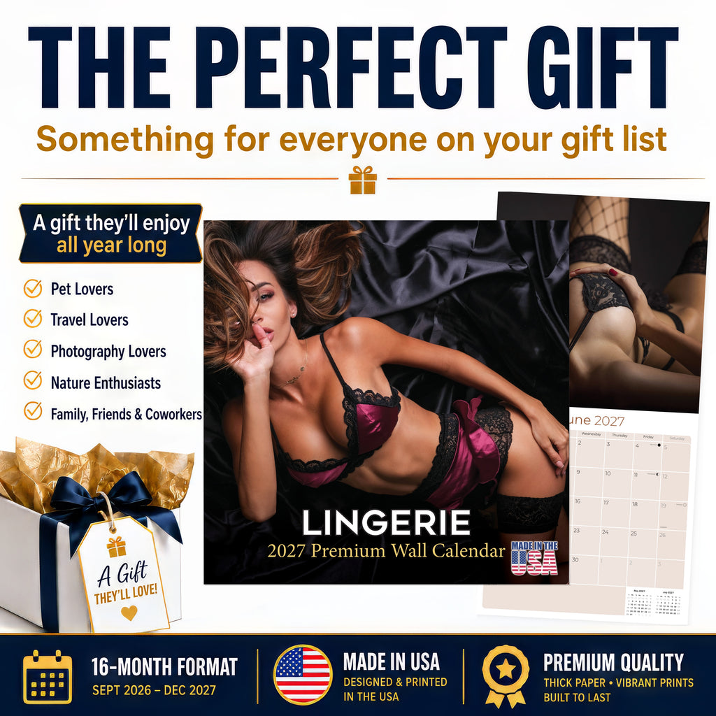 Lingerie Wall Calendar 2027 - 12" x 12" Monthly Elegant Boudoir Photography & Creative Glamour Art Calendar
