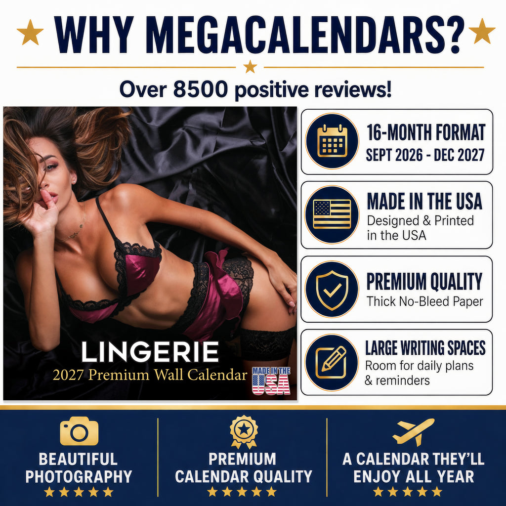 Lingerie Wall Calendar 2027 - 12" x 12" Monthly Elegant Boudoir Photography & Creative Glamour Art Calendar