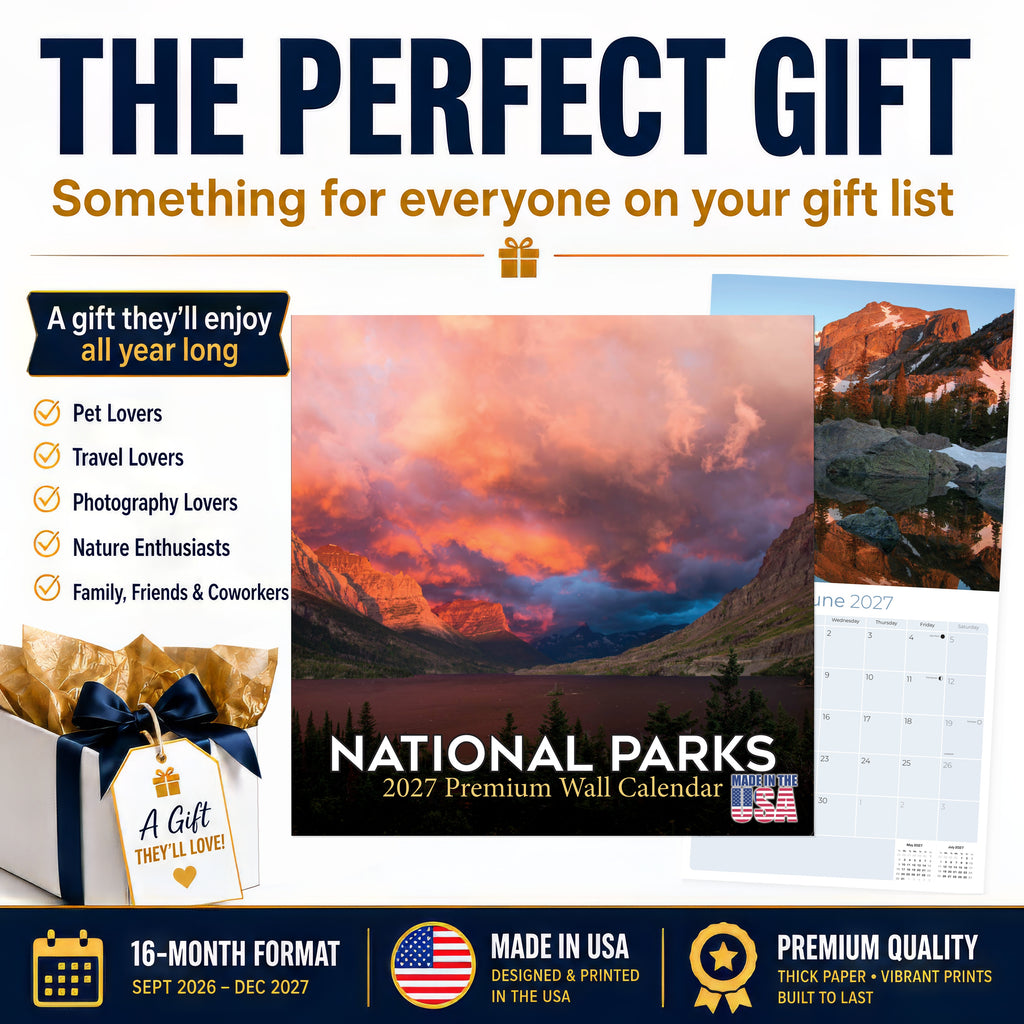 National Parks Wall Calendar 2027 - 12" x 12" Monthly Majestic American Wilderness Scenic Landmarks Travel Calendar