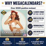 Classic Pin Ups Wall Calendar 2027 - 12" x 12" Monthly Retro Americana & Vintage Bikini Fine Art Calendar