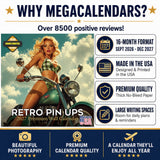 Retro Pin Ups Wall Calendar 2027 - 12" x 12" Monthly Classic Mid-Century Style Glamour Illustration Calendar