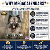 Keeshond Wall Calendar 2027 - 12" x 12" Monthly Plush Silver-Grey & Smiling Spitz Companion Calendar