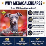 Italian Greyhound Wall Calendar 2027 - 12" x 12" Monthly Sleek Miniature & Graceful Sighthound Toy Calendar