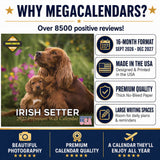 Irish Setter Wall Calendar 2027 - 12" x 12" Monthly Elegant Mahogany & Feathered Red Setter Gundog Calendar