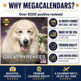 Great Pyrenees Wall Calendar 2027 - 12" x 12" Monthly Noble Pure-White Livestock Guardian Mountain Dog Calendar