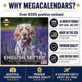 English Setter Wall Calendar 2027 - 12" x 12" Monthly Elegant Feathered Belton & English Setter Gundog Calendar