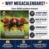 Longhaired Dachshund Wall Calendar 2027 - 12" x 12" Monthly Silky Low-Slung Hound & Elegant Badger Dog Calendar