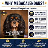 Cavalier King Charles Spaniel Wall Calendar 2027 - 12" x 12" Monthly Gentle Royal Toy Spaniel Breed Calendar