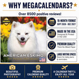 American Eskimo Dog Wall Calendar 2027 - 12" x 12" Monthly Spitz Breed & White Eskie Dog Calendar