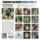 Norwegian Elkhound Wall Calendar 2027 - 12" x 12" Monthly Bold Silver-Grey & Viking Heritage Hound Calendar