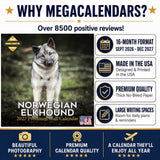 Norwegian Elkhound Wall Calendar 2027 - 12" x 12" Monthly Bold Silver-Grey & Viking Heritage Hound Calendar
