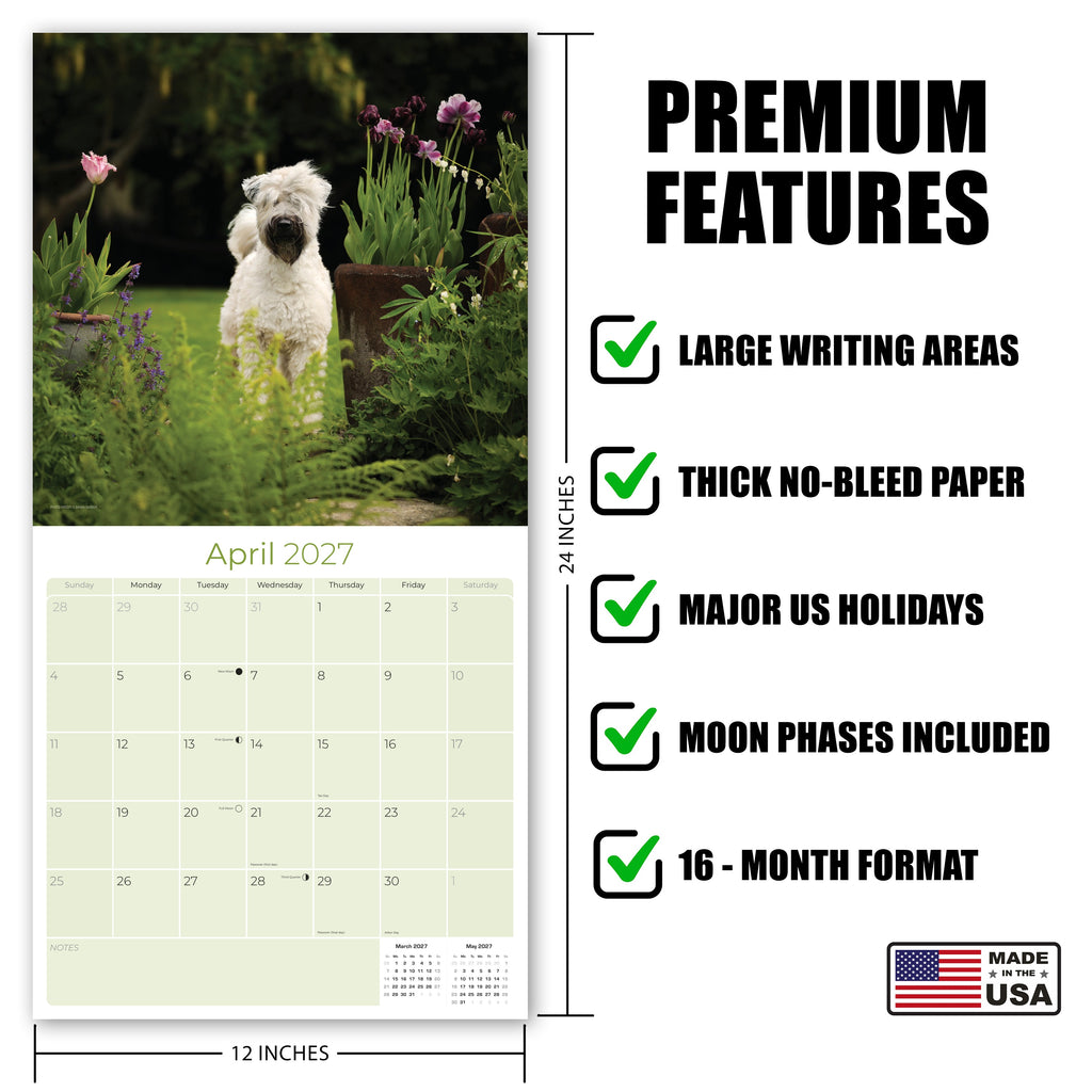 Soft Coated Wheaten Terrier Wall Calendar 2027 - 12" x 12" Monthly Happy & Devoted Wheaten Terrier Breed Calendar