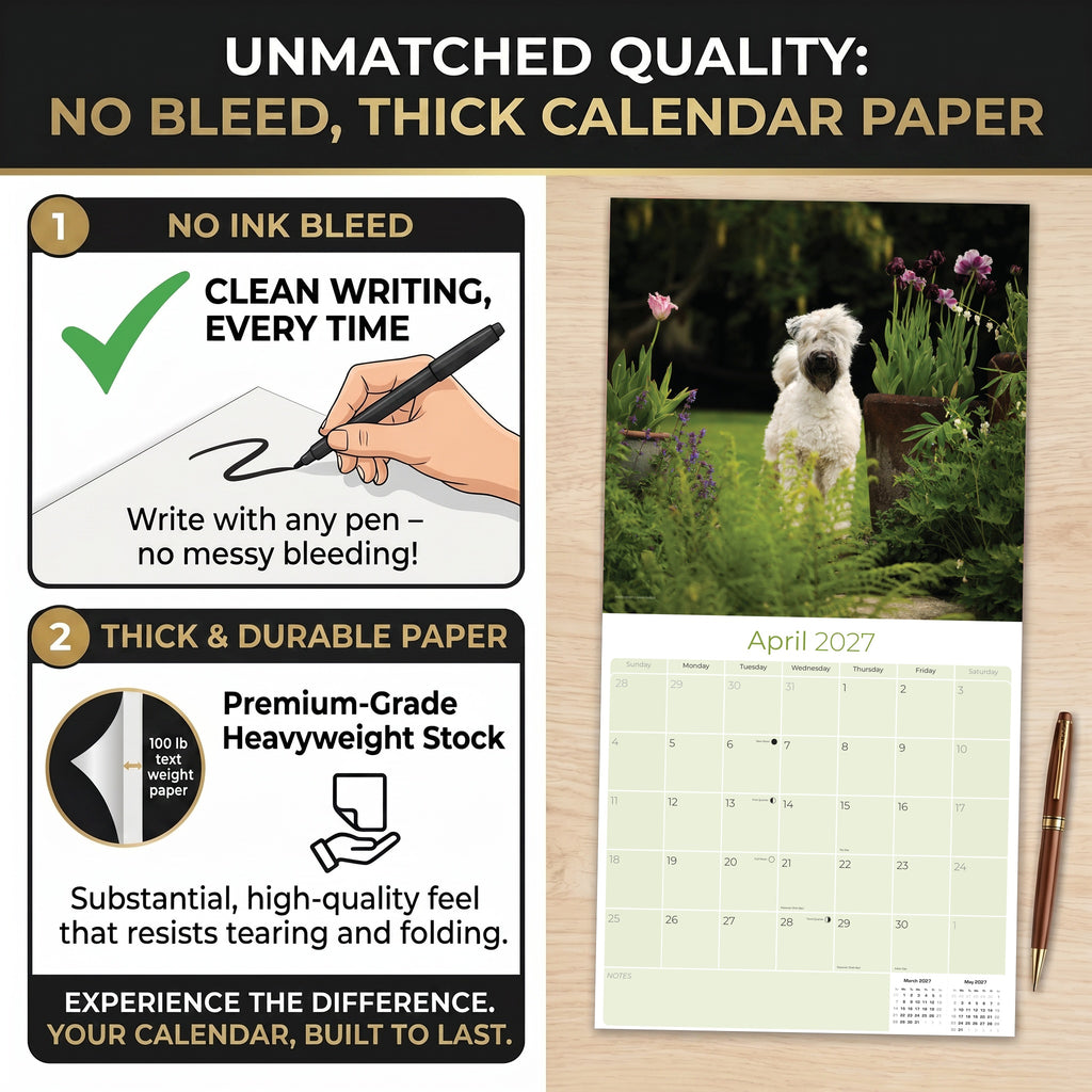 Soft Coated Wheaten Terrier Wall Calendar 2027 - 12" x 12" Monthly Happy & Devoted Wheaten Terrier Breed Calendar