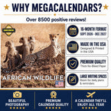African Wildlife Wall Calendar 2027 - 12" x 12" Monthly Safari & Great Migration Photography Calendar