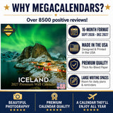 Iceland Wall Calendar 2027 - 12" x 12" Monthly Nordic Volcanic Landscapes & Arctic Travel Scenery Calendar