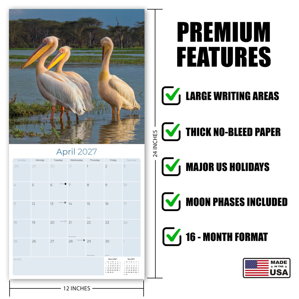 African Wildlife Wall Calendar 2027 - 12" x 12" Monthly Safari & Great Migration Photography Calendar