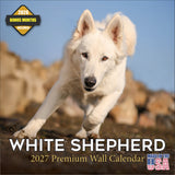 White Shepherd Wall Calendar 2027 - 12" x 12" Monthly Loyal & Noble White Shepherd Dog Breed Calendar