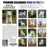 White Shepherd Wall Calendar 2027 - 12" x 12" Monthly Loyal & Noble White Shepherd Dog Breed Calendar