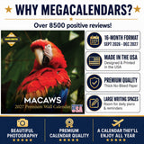 Macaws Wall Calendar 2027 - 12" x 12" Monthly Bird Breed Calendar