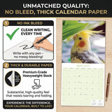 Cockatiels Wall Calendar 2027 - 12" x 12" Monthly Bird Breed Calendar