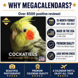 Cockatiels Wall Calendar 2027 - 12" x 12" Monthly Bird Breed Calendar