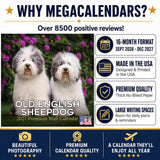 Old English Sheepdog Wall Calendar 2027 - 12" x 12" Monthly Playful Shaggy & Fluffy Bear-Like Herding Dog Calendar