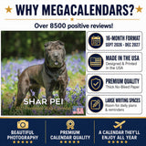 Shar Pei Wall Calendar 2027 - 12" x 12" Monthly Loyal & Independent Wrinkle Dog Breed Calendar