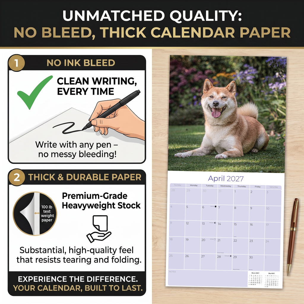 Shiba Inu Wall Calendar 2027 - 12" x 12" Monthly Spirited & Independent Japanese Dog Breed Calendar