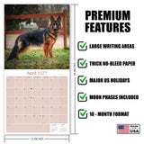 German Shepherd Wall Calendar 2027 - 12" x 12" Monthly Noble Guardian & Intelligent GSD Working Breed Calendar