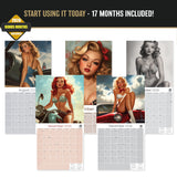 Retro Pin Ups Wall Calendar 2027 - 12" x 12" Monthly Classic Mid-Century Style Glamour Illustration Calendar