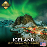 Iceland Wall Calendar 2027 - 12" x 12" Monthly Nordic Volcanic Landscapes & Arctic Travel Scenery Calendar
