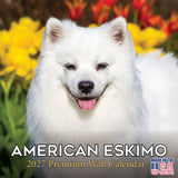 American Eskimo Dog Wall Calendar 2027 - 12" x 12" Monthly Spitz Breed & White Eskie Dog Calendar