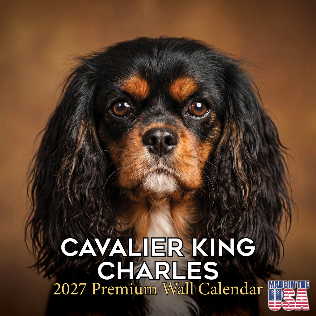 Cavalier King Charles Spaniel Wall Calendar 2027 - 12" x 12" Monthly Gentle Royal Toy Spaniel Breed Calendar