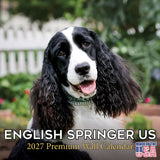 English Springer Spaniel (US) Wall Calendar 2027 - 12" x 12" Monthly Loyal American Springer Spaniel Gundog Breed Calendar