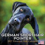 German Shorthaired Pointer Wall Calendar 2027 - 12" x 12" Monthly Athletic GSP Pointer & Liver Ticked Gundog Calendar