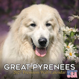 Great Pyrenees Wall Calendar 2027 - 12" x 12" Monthly Noble Pure-White Livestock Guardian Mountain Dog Calendar