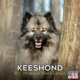Keeshond Wall Calendar 2027 - 12" x 12" Monthly Plush Silver-Grey & Smiling Spitz Companion Calendar