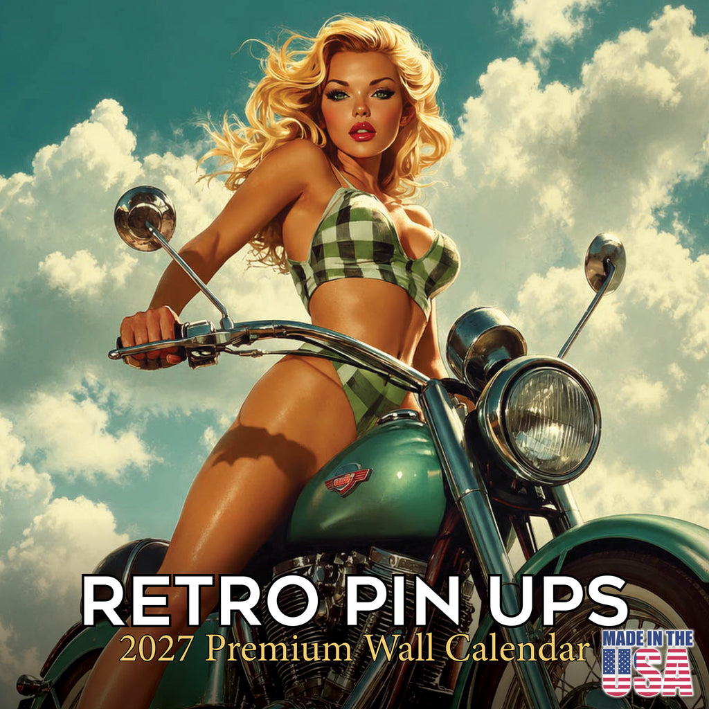 Retro Pin Ups Wall Calendar 2027 - 12" x 12" Monthly Classic Mid-Century Style Glamour Illustration Calendar