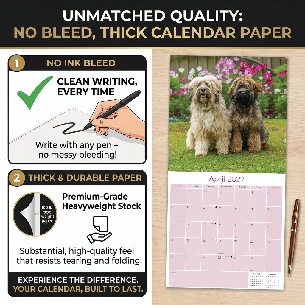 Tibetan Terrier Wall Calendar 2027 - 12" x 12" Monthly Loyal & Affectionate Tibetan Dog Breed Calendar