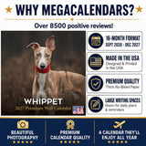Whippet Wall Calendar 2027 - 12" x 12" Monthly Sleek & Athletic Sighthound Dog Breed Calendar