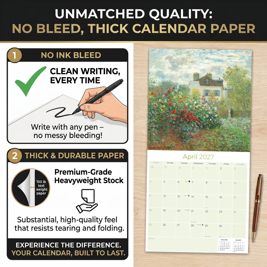 Claude Monet Wall Calendar 2027 - 12" x 12" Monthly Classic French Impressionist Oil Painting Art Calendar