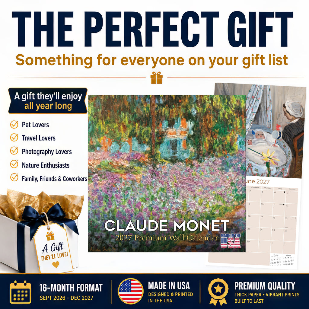 Claude Monet Wall Calendar 2027 - 12" x 12" Monthly Classic French Impressionist Oil Painting Art Calendar