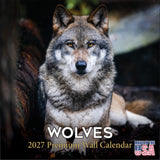 Wolves Wall Calendar 2027 - 12" x 12" Monthly Majestic & Powerful Wild Wolf Wildlife Nature Calendar