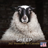 Sheep Wall Calendar 2027 - 12" x 12" Monthly Gentle & Pastoral Farm Animal Sheep Breed Calendar